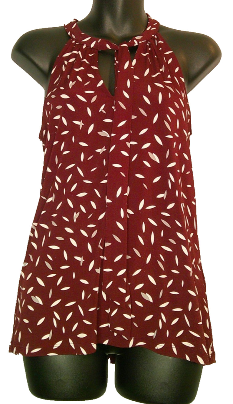 Banana Republic Blouse XS Geometric Print Sleeveless Wide Strap Tie Neck